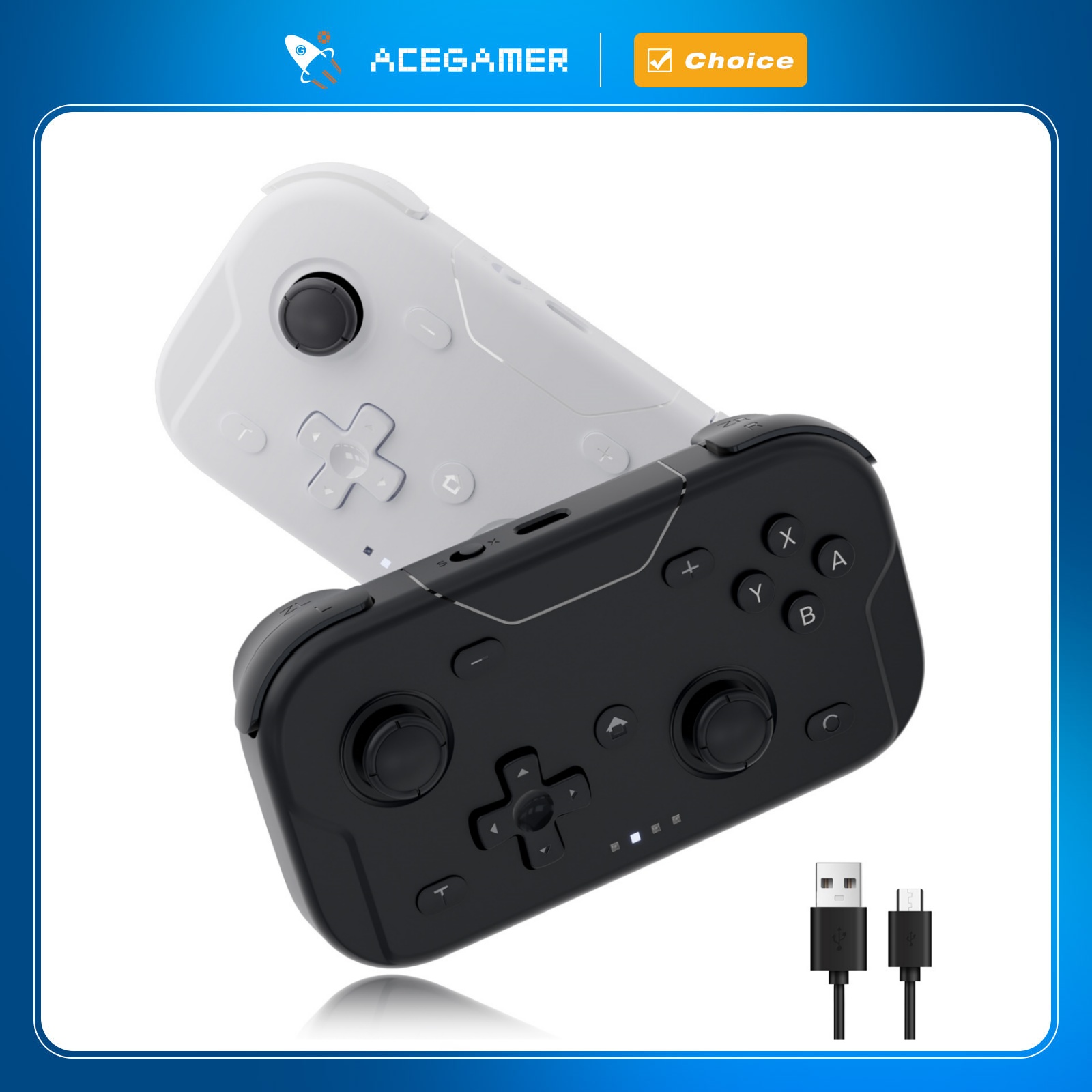Board Game Android - เอซเกมเมอร์ กระเป๋าเกมคอนโทรลเลอร์แบบพกพาฮอลล์จอยสติ๊กบลูทูธ 1000 เฮิร์ตเกมแพดสำหรับสวิทช์/สวิทช์ 2/Android/iOS/PC/สตีมเด็ค