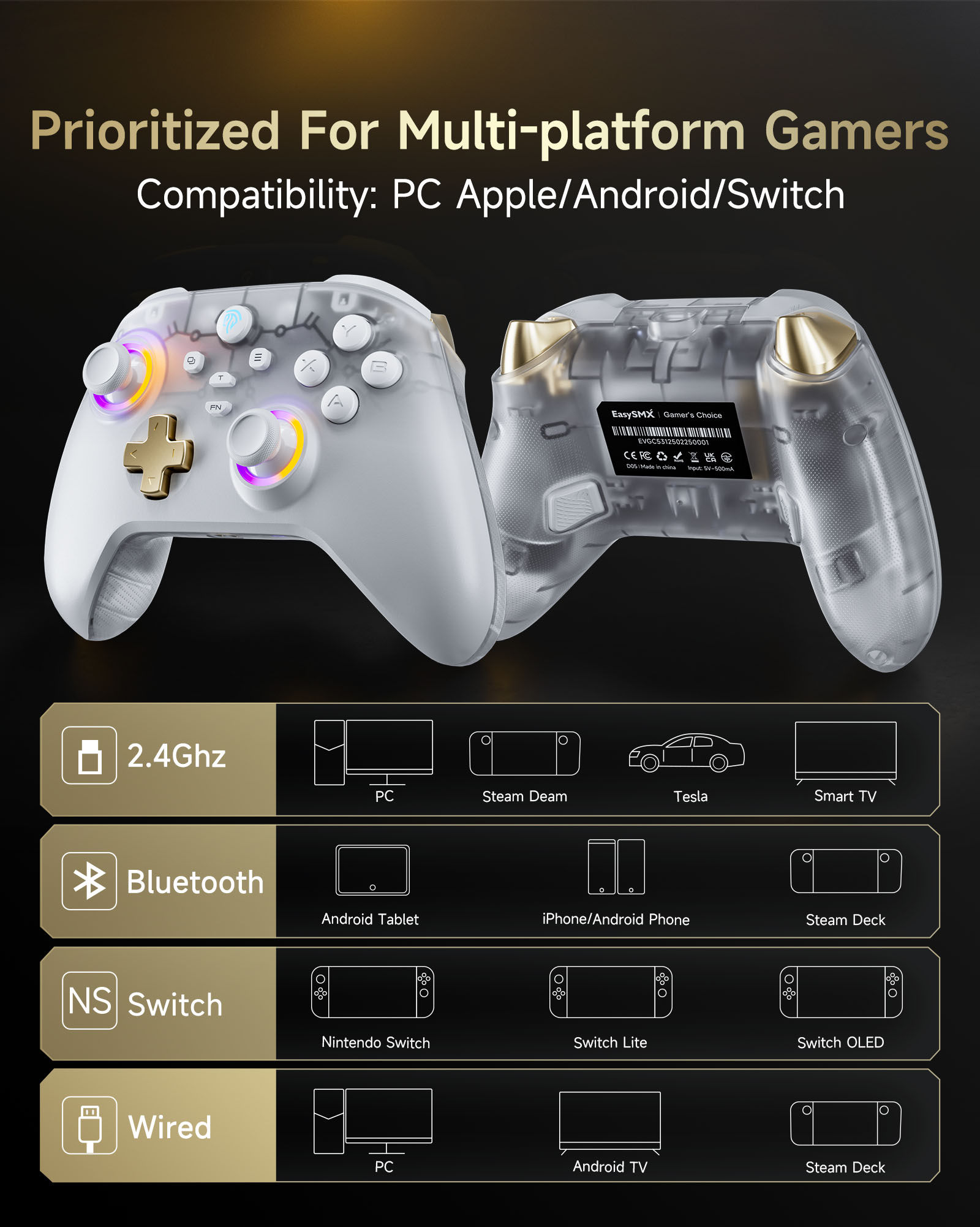 Board Game Android - จอยเกมไร้สาย EasySMX D05 สำหรับ Nintendo Switch
