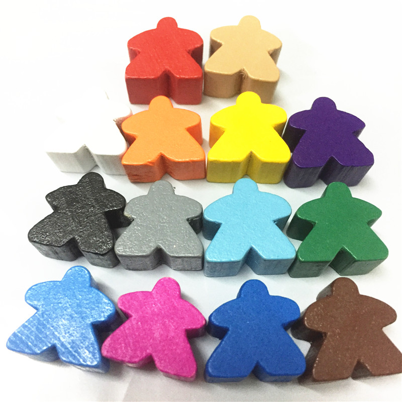 Board Game Catan - 14PCSไม้Humanoid Meeples Pawn Chessชิ้น14สีขนาดมาตรฐาน16มม.สำหรับMeeple Carcassonne Boardเกมอุปกรณ์เสริม