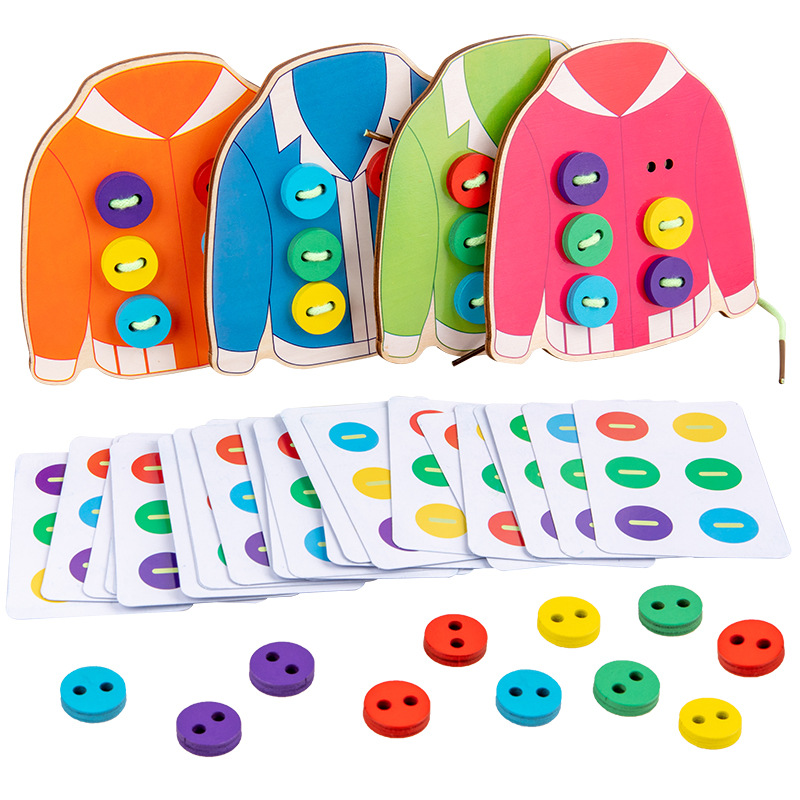 Board Game Of Life - 1ชุดเด็กสนุก Montessori เรียนรู้ทักษะชีวิตขั้นพื้นฐานสอนเสื้อผ้า Threading ปุ่มเย็บเกมการศึกษาของเล่น