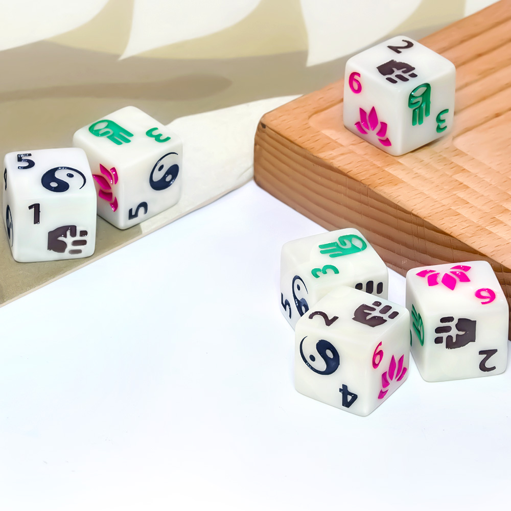 ชุดลูกเต๋าหลายเหลี่ยมธีมเซน 6  - Board Game Zen บทวิจารณ์และราคา